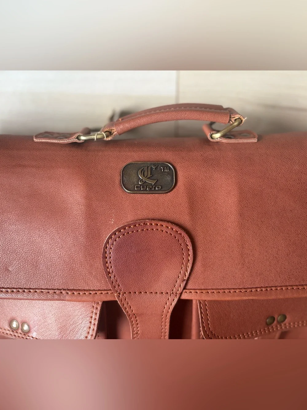 Vintage Cuero Leather Messenger Bag Brown Satchel Briefcase Crossbody Laptop